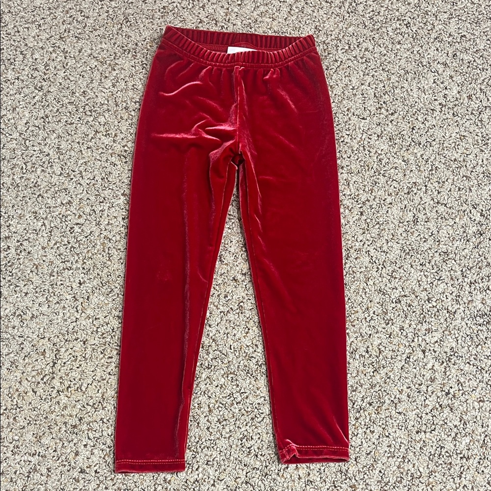 Janie and Jack Red Velvet Leggings
